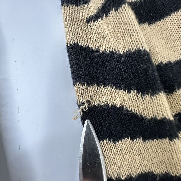 Express Zebra Print Cardigan Sz XS Button Deep V Neck Dark Academia Brown Black - Picture 11 of 11